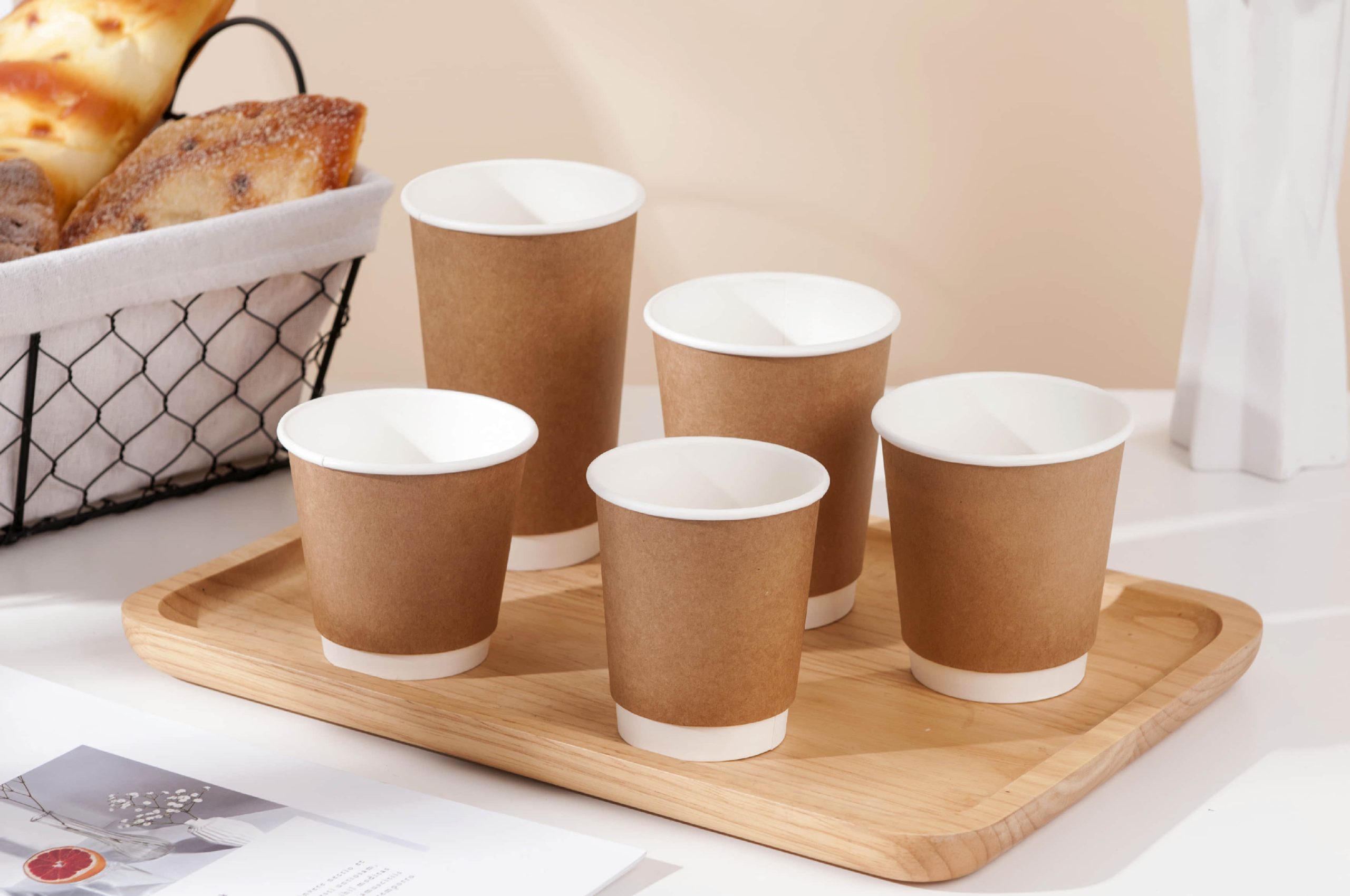 Double Wall Biodegradable Compost Customized Paper Cup For Coffee Beverage