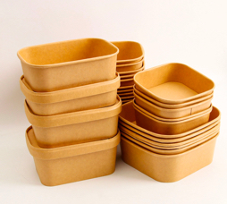 Eco Compostable Biodegradable Kraft Paper Square Bowl from China Source Factory Supplier