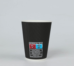 Biodegradable Eco-friendly 16oz Black Ripple Wall Cup Coffee Paper Cup With Logo For Hot Drinks