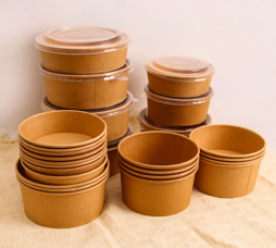 Kraft Paper Bowl With Plastic Lid