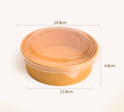 High quality food grade wholesale disposable kraft paper bowl with plastic lid